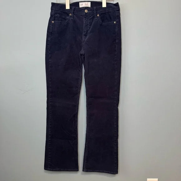 GAP Baby Boot Mid Rise Navy Blue Corduroy Pants. Women’s 28 or 6S - Picture 2 of 11